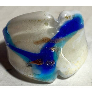 Blue White Gold Glass Ring Approx Size 6.5